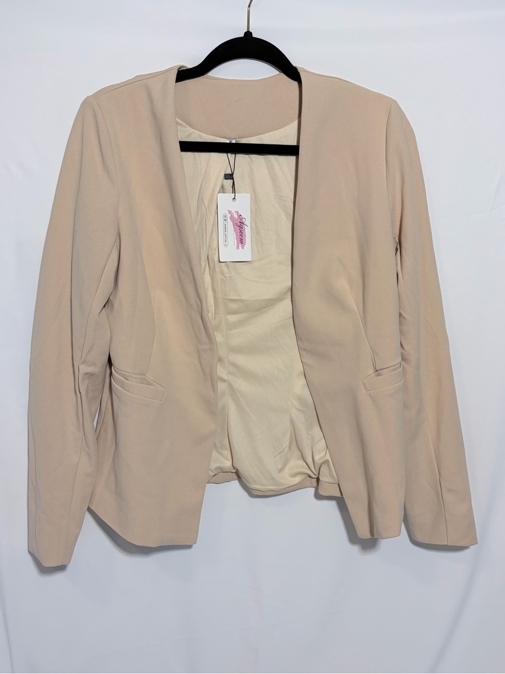 Womens Open-Front Blazer Jacket in Tan